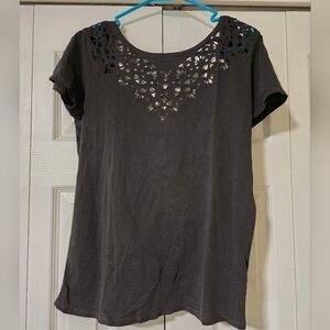 Billabong Black Short Sleeve Top with Cutout Design